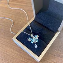 Blue Crystal Zircon Tassel Butterfly Choker Necklace Translucent Versatile Delicate Fresh Fairy black