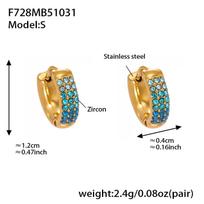 Qiong Yao Zircon Three-Row Diamond U-Shape Ear Cuff, 18k Gold Plated Stainless Steel Earrings beige