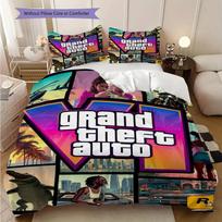 Grand Theft Auto V patirtis Trys dalys (1 * antklodės užvalkalas + 2 * pagalvės užvalkalai, be šerdies) 2D plokščias minkštas ir patogus patalynės komplektas 135x200cm