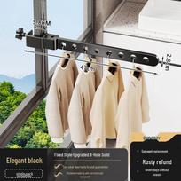 Custom Retractable Folding Clothes Drying Rack with Anti-Theft Guardrail for Balcony black