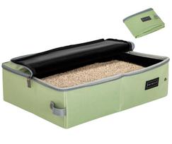 Petsfit Portable Cat Litter Stable with Easy to for and Emergency Green Box, Foldable, Leak-Resistant, Design, Lid, Washable, Waterproof, Lightweight, žalia