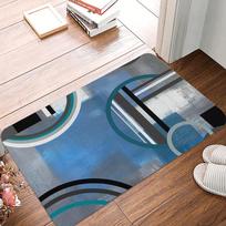 Mid Century Doormat Modern Abstract Geometric Blue Grey Printed Rug Non Slip Washable Floor Mat Indoor Outdoor Entrance Way 60X90cm gray