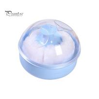 Baby Powder Puff Box Soft Bristles Dry Transparent Lid Dustproof Moisture-proof Talcum Container with Makeup Tools Cosmetic mėlyna