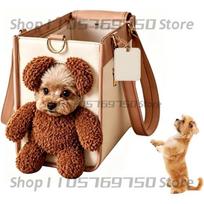 Creativity Little Bear Pet Bags For Cats Dogs Bag Large-Capacity Breathable Cute Pet Shoulder Bag Fashion Pet Carrying Supplies S beige
