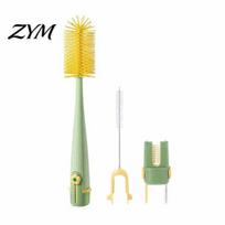 Non Slip Handle Scrubber 5 in 1 Silicone Cup Brush with Long Handle, Multifunctional Deep Bottle Cleaning Brush, Non-slip Reusable Cleaner for žalia