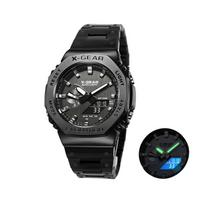X-GEAR Skaitmeninis Sportinis Elektroninis Unisex Laikrodis Dvigubas Ekranas Pilna Funkcija LED Lydinio Didelis Laikas Plieninė Apyrankė gray