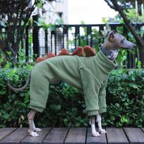 Pet Clothing Dog Little Greyhound Autumn Winter Polar Warm Turtleneck Coat Adorable Dinosaur Costume for Small Medium Large Dogs S gray