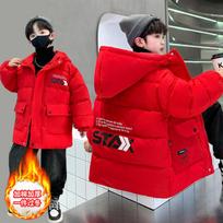 Boys' winter padded jacket thickened jacket, new winter padded jacket, children's winter children's warm padded jacket 170cm red