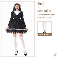 Vienuolės kostiumo suknelė moterims Helovinas Vampyro Gotikinis Vaiduoklio Apranga Poliesteris L black