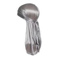 100% Pure Silk Pirate Hat 19 Momme Unisex Street Dance Headwrap UV Protection Adjustable Long Tail Cap 19mm Silk Pirate Hat Silver Gray gray