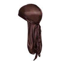 100% Pure Silk Pirate Hat 19 Momme Unisex Street Dance Headwrap UV Protection Adjustable Long Tail Cap 19mm Silk Pirate Hat Dark Coffee black