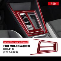Tikro anglies pluošto lipdukas Volkswagen VW Golf 8 MK8 2020 2021 2022 2023 Automobilio interjero apdailai Raudonas pavarų perjungimo panelės dekoravimo aksesuaras Left Hand Drive