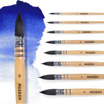 MEEDEN Professional Watercolor Brush Set of Premium Synthetic Squirrel Hair with Beechwood Suitable for and Ideal for and 9, Handle, Watercolor,
