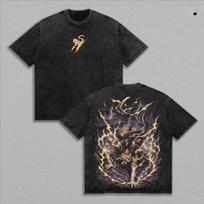 Shihouin Yoruichi BLEACH T-shirt Anime Printed Vintage Washed T Shirt Men Clothing Summer Short Sleeve Pure Cotton Tees Clothes L black