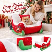Kalėdinė rogės šunų lova mažiems šunims - Šilta naminių gyvūnėlių sofa, jaukus miegojimo lovelis patalpoje One Size raudona