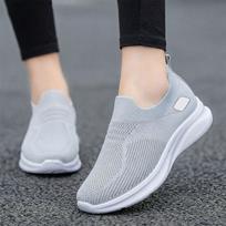 Unisex - Casual Shoes with Knit Mesh Upper, Lightweight Breathable Walking Shoes for Men and Women 44 white