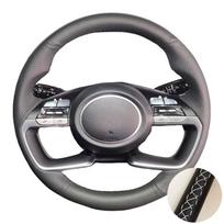 For Hyundai AVANTE Santa Cruz Tucson Plug I20 Tucson CN7 Artificial Leather Car Steering Wheel Cover Car Accessories Styling Gray Thread gray