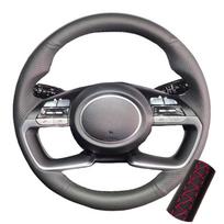 For Hyundai AVANTE Santa Cruz Tucson Plug I20 Tucson CN7 Artificial Leather Car Steering Wheel Cover Car Accessories Styling Red Thread