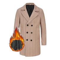 New Autumn and Winter Men's Mid-length Woolen Plaid Double-breasted Coats for Men Woolen Men L