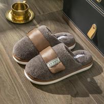 Velcro floor cotton slippers winter warm fashion indoor home couple cotton mop soft bottom versatile 44-45 (suitable for 43-44) kava