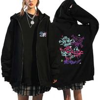 Anime Arcane Jinx Užtraukiamas su gobtuvu megztinis vyrams moterims Fleece Oversized bliuzonas Mados tendencija Hip Hop Hoodie Y2K Ilgomis rankovėmis Užtraukiamas su gobtuvu megztinis S gray