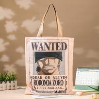 Anime One Piece Pattern Luffy Nika Zoro Roger Shanks Straw Cap Gang Wanted Poster Action Figures Canvas Pouch Student Shopping Pouch beige