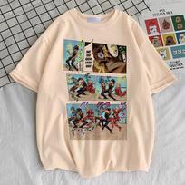 Jojo Bizarre Adventure Steel Ball Run tshirt Women Gothic korean clothes Y2k top tees streetwear Pastel Psychedelic anime 2000s XL gray