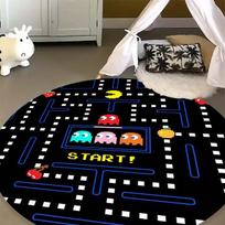 Pac-Man Arcade Pattern Round Rug Soft  Carpet Anti-Skid Floor Mat for Gaming Room Decor 80cm