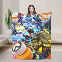 Overwatch Žaidimo Tracer Winston Antklodė Šilta Minkšta Pliušinė Lovos Patalynė Metimai Ant Sofos Kėdės Lovoje Flanelinis Patalynės Užtiesalas Lovos Dangalas 75cmx90cm blue