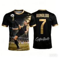 Vyriški Ronaldo 3D spausdinimo marškinėliai vaikų drabužiams Greitai džiūstantys ir kvėpuojantys Lauko vasaros gatvės sporto Futbolo trumpomis rankovėmis 5XL black