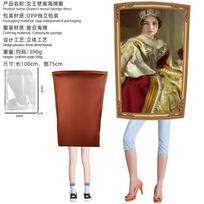 Halloween Mona Lisa Costumes Painted Costumes Campus Event Performance Composite Sponge Suit Onesie One size fits all for adults brown
