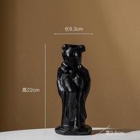 Abstrakti žmogaus kūno keraminė vaza Venera rankoje Daržovėmis kepta nuoga vaza Palmių meno ornamentas Namų dekoravimo aksesuarai black
