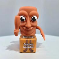 New Italian Brainrot Animals Keychains Buttons Tung Sahur Fidget Toys with Sound and Light Stress Relief Toy Pendant brown