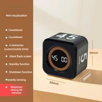 Visual Cube Flip Timer, Gravity‑Sensor Magic‑Cube Shaped Mini Time Manager, Countdown Timer for Study, Work‑out & Time‑Management white