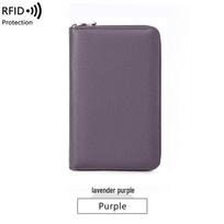 Genuine Cowhide RFID Passport and Document Holder with Zipper, Multi-functional, Long-Style Clutch Bag with Large Capacity. levanda