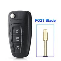 KEYYOU For Ford C-Max S-Max Focus Ranger Galaxy Mondeo Transit Custom Tourneo Custom HU101 FO21 Blade Remote Key Shell Car Case 3BT(Sedan) FO21 black