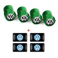 Car Metal Wheel Tire Valve Caps 3D Epoxy Badge Interior YRAS6 Sticker For Volkswagen VW R Polo Passat B5 Golf 4 5 6 Tiguan Jetta GTI green