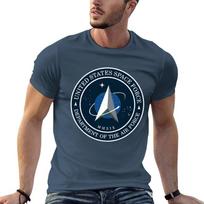 Space Force Insignia From Official Ussf Seal Logo Tshirt Abstract Pattern Print Top M black