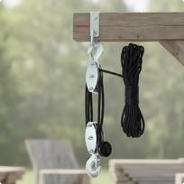 Gervė su lynu ir skriemuliais, tvirta, su kabliais, ilgaamžė, dirbtuvėms 3-wheel 15M Steel