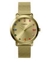 Pagrindinė gatvė Laikrodis Atsparus vandeniui Kasdieniam Naudojimui Mineralinis Geltonojo Aukso [TIMEX] Kvarcinis, Naudojimas, Stiklas, Ciferblatas, TW2Y48700, Moteriškas [Autentiškas] beige