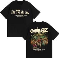 2026 New Gorillaz The Mountain Tour Graphic‑Print Unisex Short‑Sleeve T‑Shirt, Retro Harajuku Loose Streetwear T shirt L beige