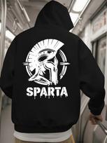Spartan Warrior Graphic Hooded Sweatshirt Men Women Loose Fit Trendy Street Style Printed Design Warm Fleece Unisex Pullover Tops S white