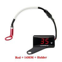 Koso Mini kvadratinis skaitmeninis motociklo cilindro galvutės temperatūros jutiklis Universalus matuoklis NMAX125 XMAX250 300 Su laikikliu Red-14MM-Left black