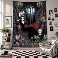 Sieninė gobelenas Addamsų šeima Menas Kabantis audinys Dekoratyvinis foninis uždangalas Kambario dekoravimui 180cmx230cm