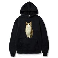 Cat Owl Funny Meowl Meme Brainrot Graphic Hoodies Men's Women Clothing Fashion Oversized Couple Streetwear Winter Fleece Clothes XXXL beige