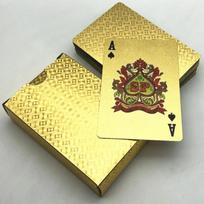 Gold Playing Cards 24k New Plastic Poker Game Deck Foil Pokers Pack Magic Waterproof Card Gift Collection Gambling Board Game Matches the image beige