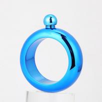 Food Grade Bangle Flask 3.5 Oz Round Hip Flask Portable Liquor Bottle  Outdoor Camp mėlyna
