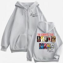 Bruno Marsas The Romantic Tour Užtrauktuku Užsegamas Džemperis Drabužiai Mada Užtrauktuku Užsegamas Gobtuvukas Liemenė Striukė Gobtuvėliai 2XL gray