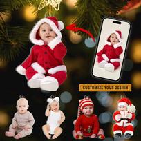 Custom One-Piece POD Acrylic Pendant: Personalized DIY Christmas Tree Baby Ornament Longest Side 10cm red