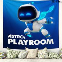 Astro Bot Game Tapestry, Tropical Ocean Island Robot Print Wall Hanging for Gaming Room Bedroom Wall Decor 130cm x 150cm